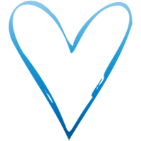 coeur de doodle bleu simple. élément de design isolé pour la saint valentin, mariage, romance. clipart png transparent