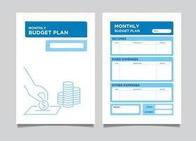 Modern geometric design Ready to print A4 Size Monthly Budget planner template design. vector