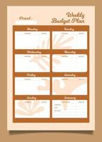 Ready to print A4 Size, stylist weekly planner design template. vector