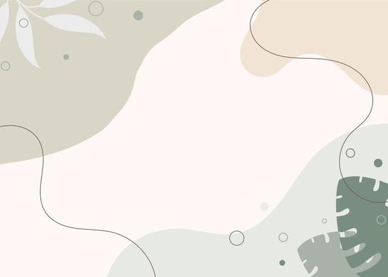 fashion style template with abstract shapes in pastel and plant colors. neutral background with minimalistic theme