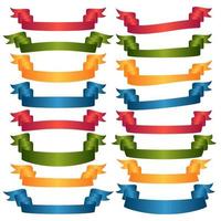 Set of Colorful Empty Ribbons And Banners with Curves. Ready for Your Text or Design. Isolated vector illustration.