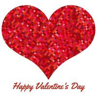 Red heart made of pixels. Valentines Day background with heart on a white background. Symbol of Love Element for wedding Template. vector