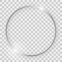 Silver shiny round frame with glowing effects and shadows. Vector illustration