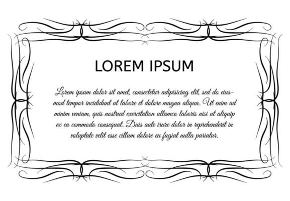Decorative vintage horizontal frame with the place for your text in center. Vintage ornament greeting card template. Vector illustration.