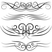 Set of vintage decorative curls, swirls, monograms and calligraphic borders. Line drawing design elements in black color on white background. Vector illustration.