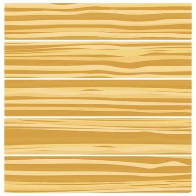 Five wooden boards. Vector abstract wood texture in flat design.