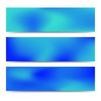 Smooth abstract blurred gradient blue banners set. Abstract Creative multicolored background. Vector illustration