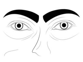 los ojos del hombre miran. pestañas y cejas. maquillaje - ilustración vectorial aislado sobre fondo blanco. vector