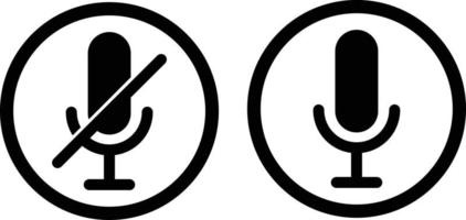 Mute or Slash Mic, Microphone Icon Set vector