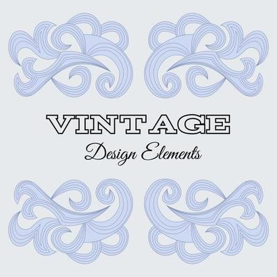 Calligraphic design elements and page decoration. Blue Vintage floral elements for design. Vector decorative design elements.