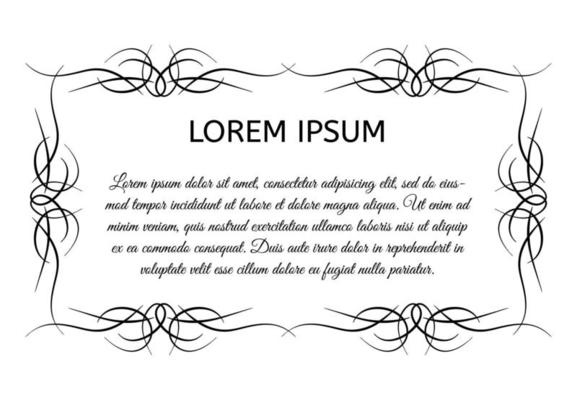 Decorative vintage horizontal frame with the place for your text in center. Vintage ornament greeting card template. Vector illustration.