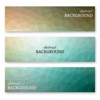 Set of three multi colored banners in low poly art style. Background with place for your text. Vector illustration