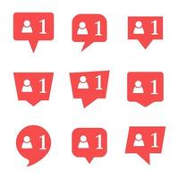 conjunto de nueve notificaciones en las redes sociales con seguidores. ilustración vectorial vector