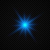 Light effect of lens flares. Blue glowing lights starburst effects with sparkles on a transparent background. Vector illustration