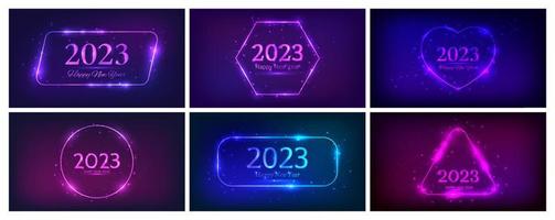 2023 Happy New Year neon background vector