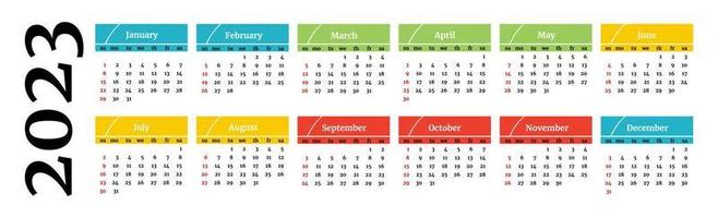 Calendar for 2023 isolated on a white background vector