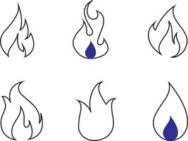 colección de iconos de fuego. símbolo de llama de fuego. logotipo de silueta de hoguera. los símbolos de las llamas establecen un vector de stock de estilo plano.