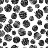 Seamless pattern with hand drawn black circle scribble smear. Abstract grunge texture. Vector illustration