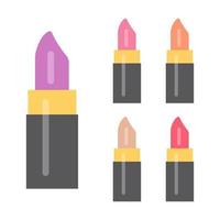 conjunto de artículos de maquillaje. cinco barras de labios brillantes. ilustración vectorial vector