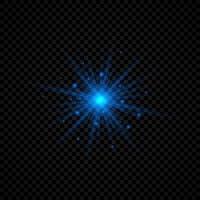 Light effect of lens flares. Blue glowing lights starburst effects with sparkles on a transparent background. Vector illustration