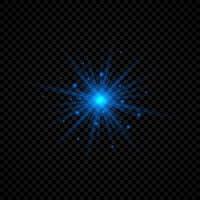 Light effect of lens flares. Blue glowing lights starburst effects with sparkles on a transparent background. Vector illustration