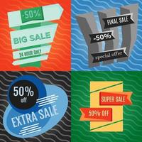 Set of four sale vector bannes with colorful design elements. Vector illustration.