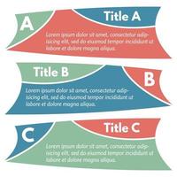 Set of three horizontal colorful options banners. Step by step infographic design template. Vector illustration