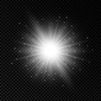 Light effect of lens flares. White glowing lights starburst effects with sparkles on a transparent background. Vector illustration