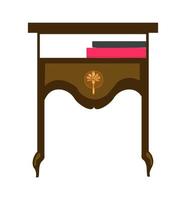 Bedside table with books in art nouveau style. Vector isolated illustration