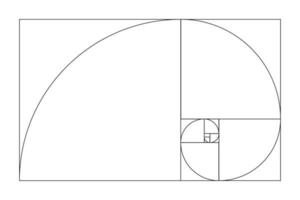 plantilla de proporción áurea. matriz de fibonacci, números. proporciones doradas. vector