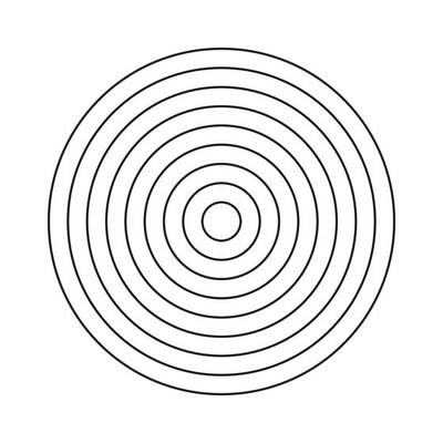 Polar grid of 8 concentric circles. Circle diagram divided on segments. Blank polar graph paper. Wheel of life or habits tracker.