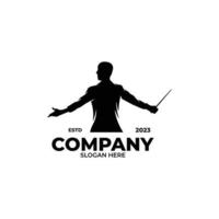 Music conductor logo design template vector