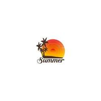 logo design summer beach flat design concept vector