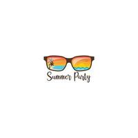 Summer sunglasses logo flat design concept with a beach theme vector