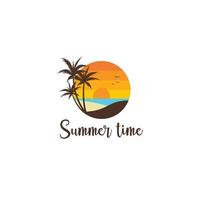 island logo in the summer time flat concept design vector