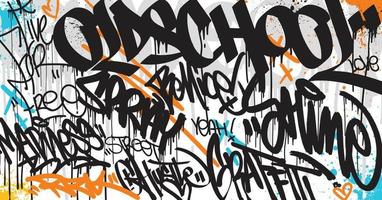 fondo de arte de graffiti abstracto con tirada de garabatos y estilo de etiquetado dibujado a mano. tema urbano de graffiti de arte callejero para impresiones, patrones, pancartas y textiles en formato vectorial. vector