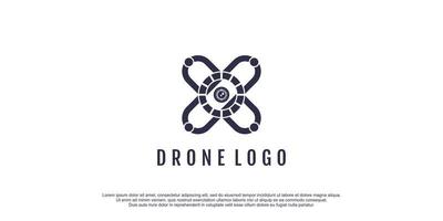 Drone logo with eye element design icon vector illustration