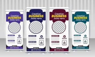 Corporate Business agency standee x rollup pullup signage retractable banner design vector template for branding and marketing with multiple color