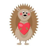 lindo erizo con corazones. Feliz día de San Valentín vector