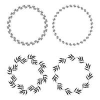 Illustration of collection of assorted circle shaped black frames made of plants on white isolated background vector