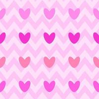de patrones sin fisuras con corazones de color rosa sobre fondo en zigzag. diseño de vectores geométricos. amor, concepto del día de san valentín