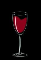 glass of red wine on black background vector