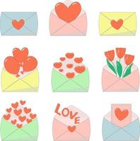 valentine's day set of envelopes with hearts vector