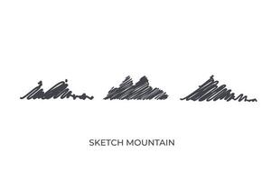 bosquejo, montañas, conjunto vector