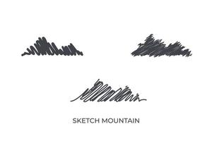 bosquejo, arte, montañas, conjunto vector