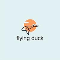 Flying duck line art simple and unique logo design vector