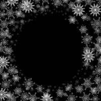 Round frame with small snowflakes layered around vector