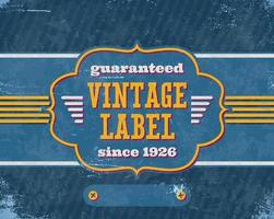 Aged vintage label with shifted colors on the blue cardboard vector