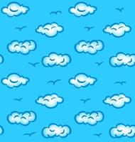 Drawn seamless pattern with sky, clouds and birds vector