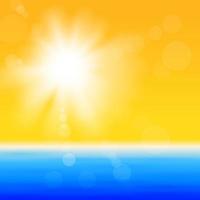 Background with shiny sun with flares over the sea